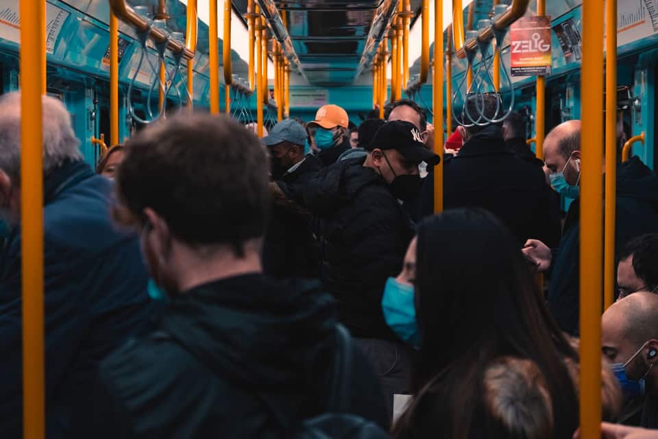 Crowded public transport